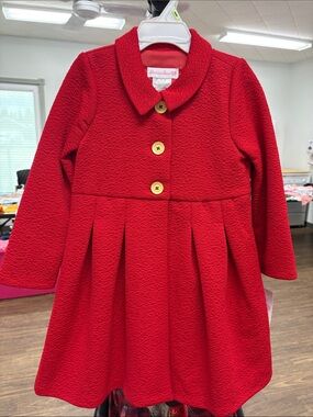 Bonnie Jean Red Girls Pea Coat with Buttons